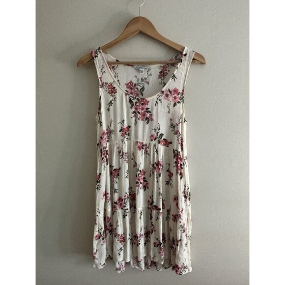 AMERICAN EAGLE Floral Milkmaid Babydoll Mini Dress Small Tiered Cottage Prairie - Picture 2 of 11